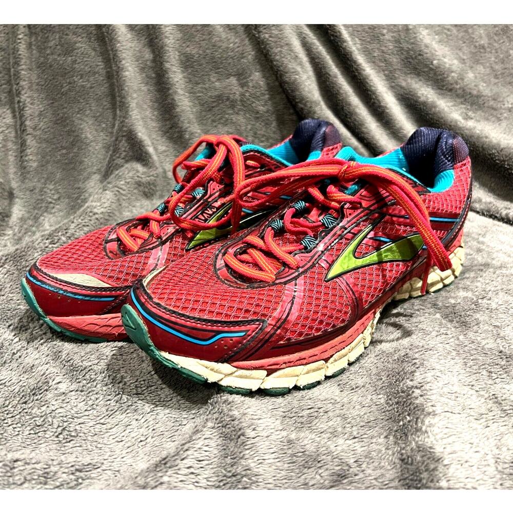 Brooks Adrenaline GTS 15 Women’s Athletic Running Shoes Size 10B Pink/Green/Blue